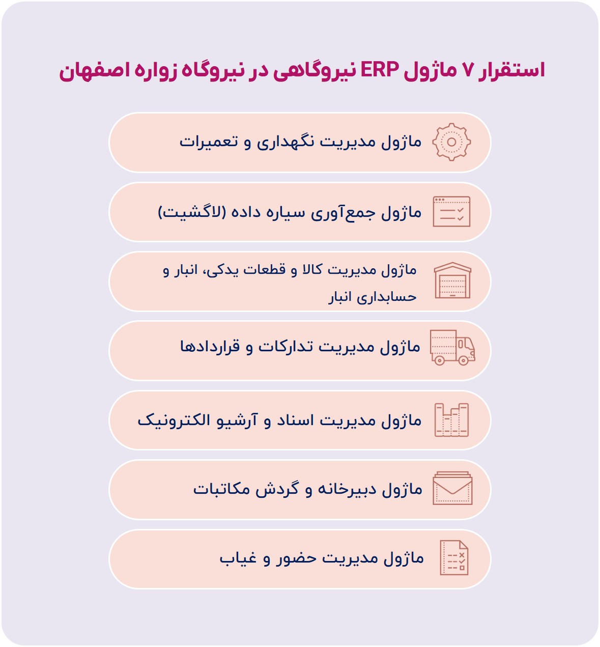 استقرار ۷ ماژول ERP نیروگاهی در نیروگاه زواره اصفهان